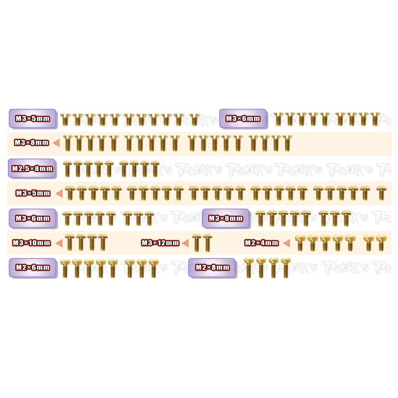 GSS-A800RR   Gold Plated Steel Screw Set 115pcs. ( For Awesomatix A800RR )