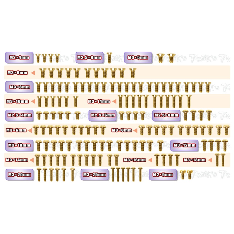GSS-PRB10R    Gold Plated Steel Screw Set 147pcs. ( For PR B10R )