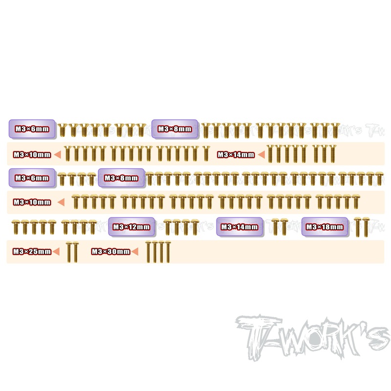 GSS-SB401LWGold Plated Steel Screw Set 127pcs. ( For PR SB401 LW )