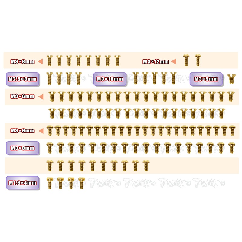 GSS-XQ10 Gold Plated Steel Screw Set 115pcs. ( For XPRESS XQ10 )