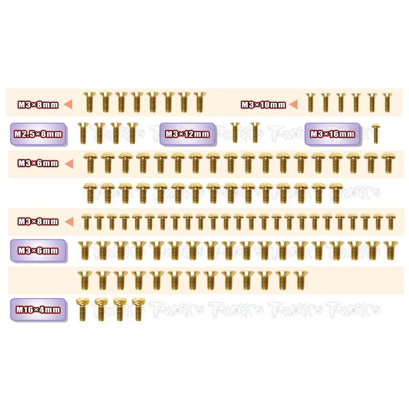 GSS-XQ10F  Gold Plated Steel Screw Set 114pcs. ( For XPRESS XQ10F )