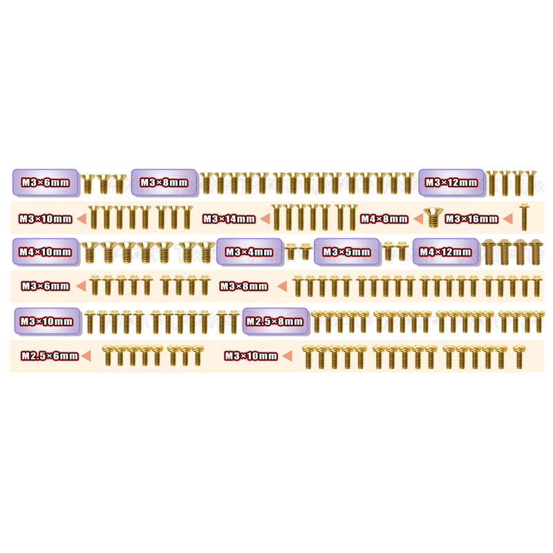 GSSU-GR-NITRO  Gold Plated Steel UFO Screw Set 138pcs. ( For Gimar raptor nitro )