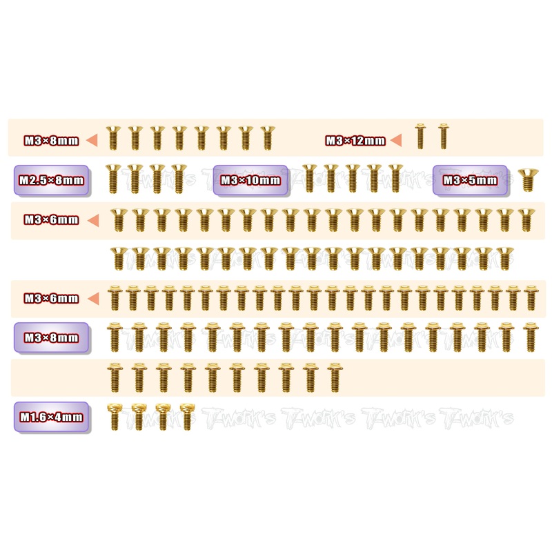GSSU-XQ10 Gold Plated Steel UFO Screw Set 115pcs. ( For XPRESS XQ10 )