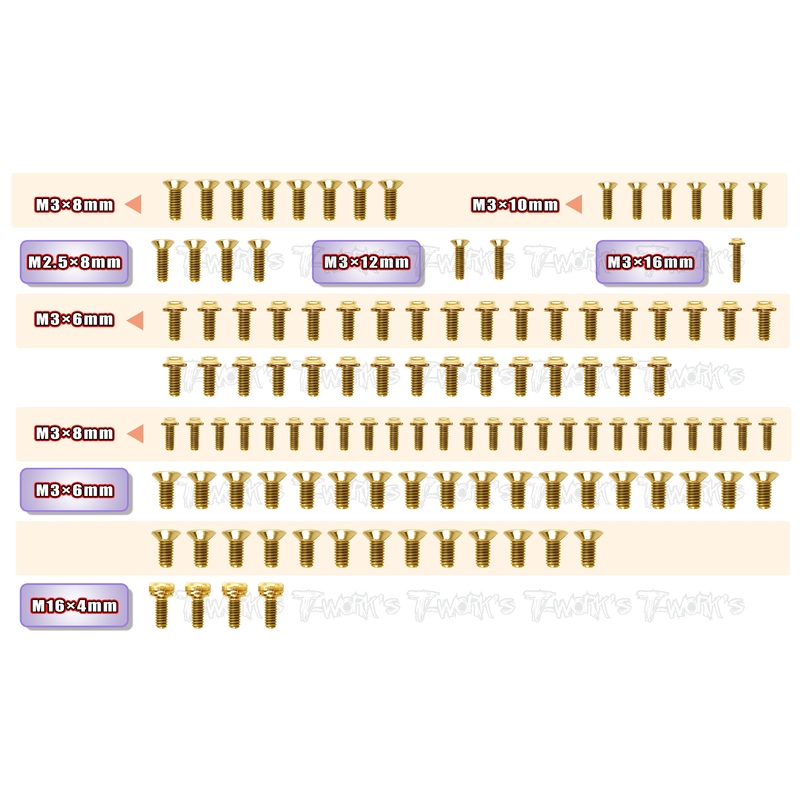 GSSU-XQ10F Gold Plated Steel UFO Screw Set 114pcs. ( For XPRESS XQ10F )