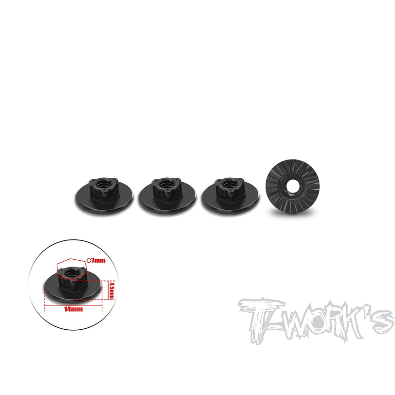 TA-165-A-BK   7075-T6 Alum. Ultra Light Weight 14mm Extra large-contact Serrated Wheel Nut ( Black ) 4pcs.