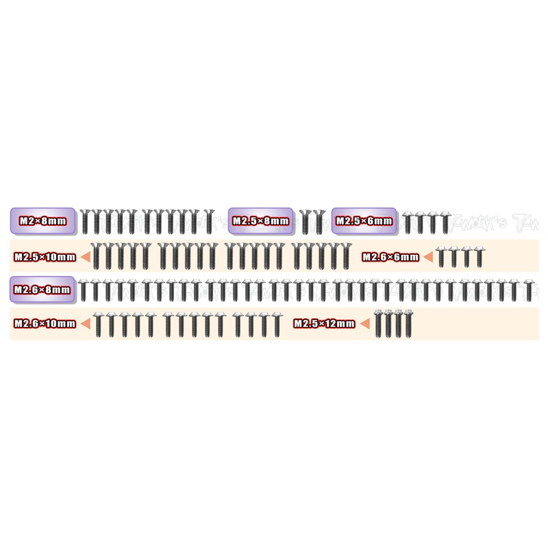 TSSU-14B   64 Titanium Screw set ( UFO Head ) 95pcs. ( For Team Associated Reflex 14B )