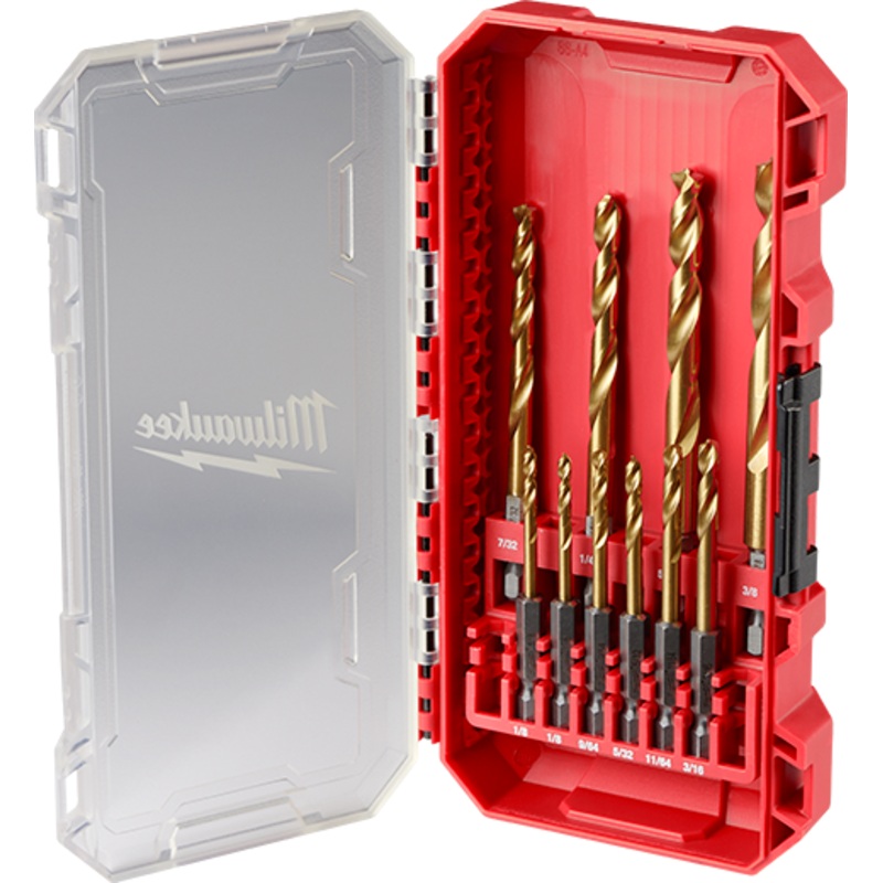 MILWAUKEE 10 PC. SHOCKWAVE IMPACT DUTY RED HELIX Titanium Drill Bit Set