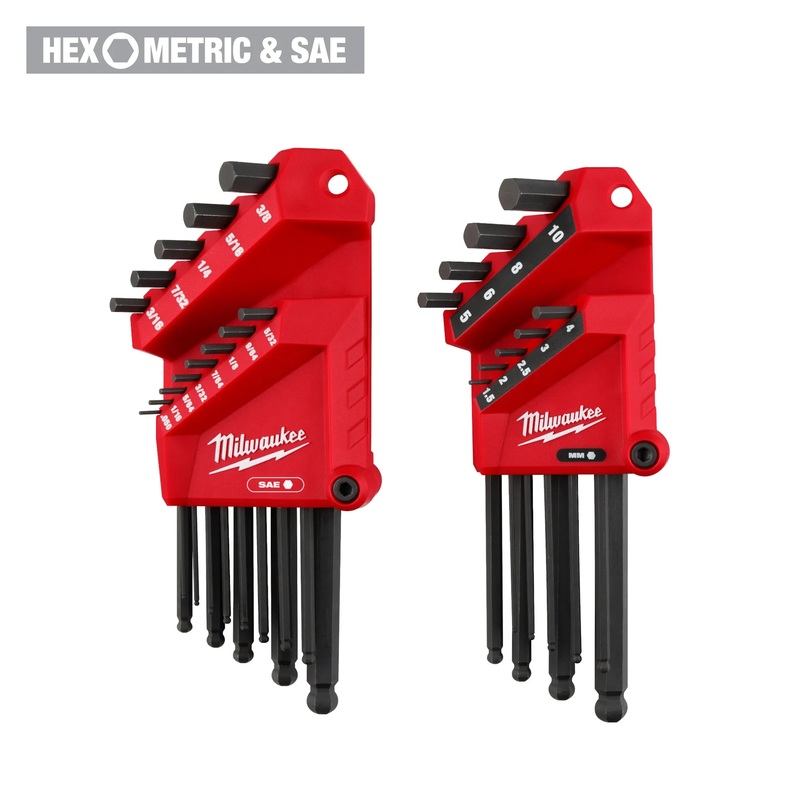 MILWAUKEE 22-Key Ball End L-Key Set - SAE / Metric