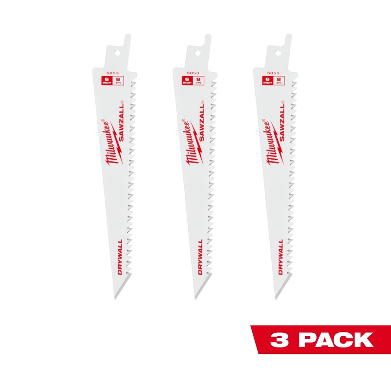 MILWAUKEE 6 8 TPI Drywall SAWZALL Blades (3 PACK)