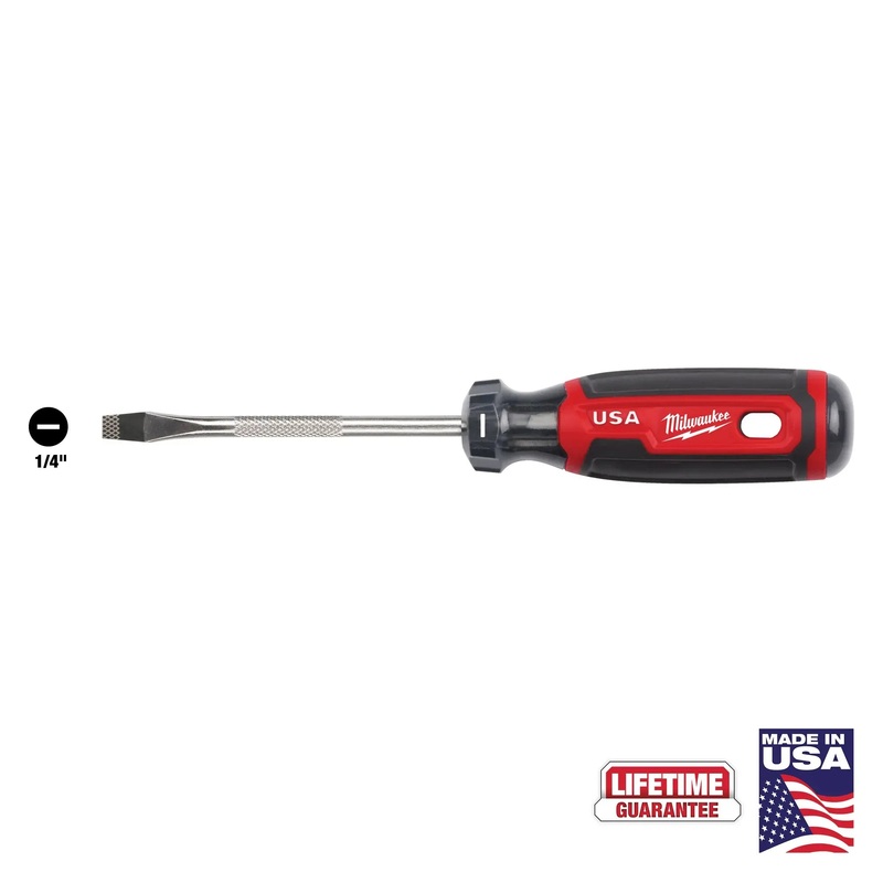 MILWAUKEE 1/4" Slotted 4" Cushion Grip Screwdriver
