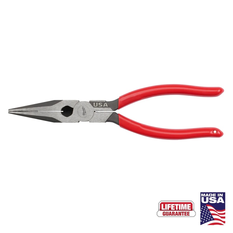 MILWAUKEE 8" Dipped Long Nose Pliers