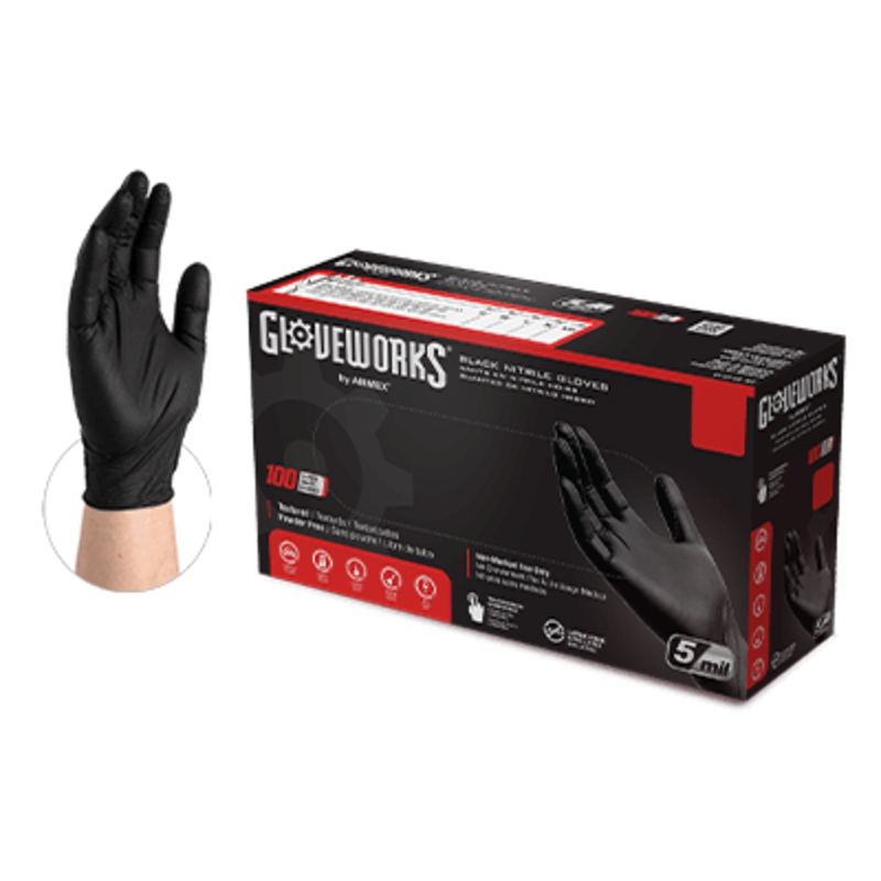 GLOVEWORKS Black Nitrile Gloves