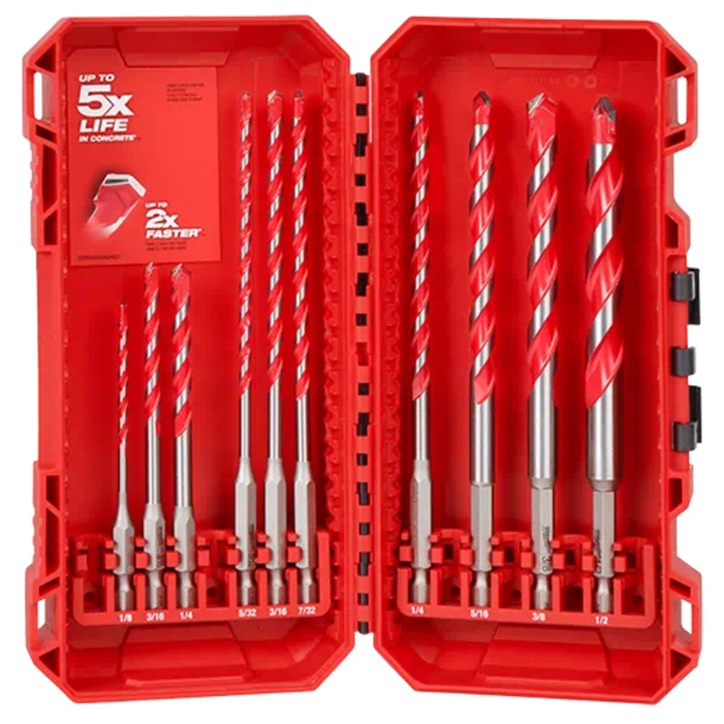 MILWAUKEE 10 PC. SHOCKWAVE IMPACT DUTY Carbide Hammer Drill Bit Set
