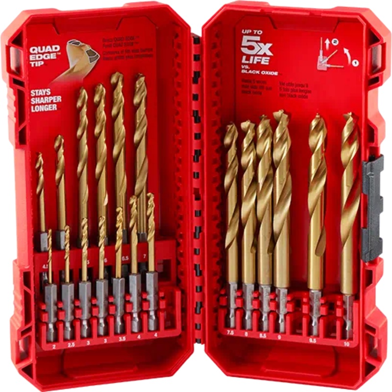 MILWAUKEE 19 PC. SHOCKWAVE IMPACT DUTY RED HELIX Titanium Metric Drill Bit Set