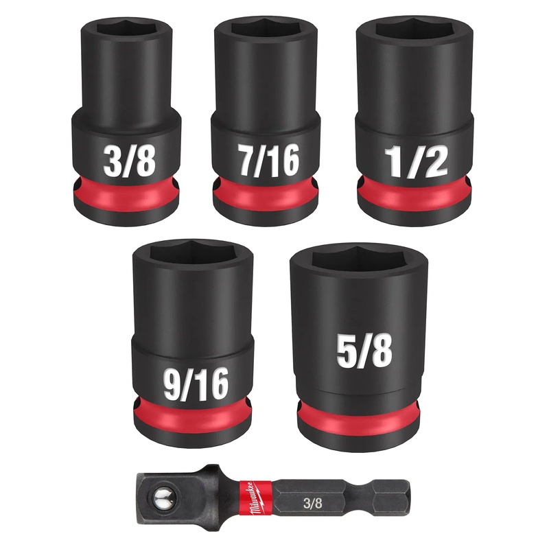 MILWAUKEE 6 PC. SHOCKWAVE IMPACT DUTY 3/8" Drive Standard Socket Set - SAE