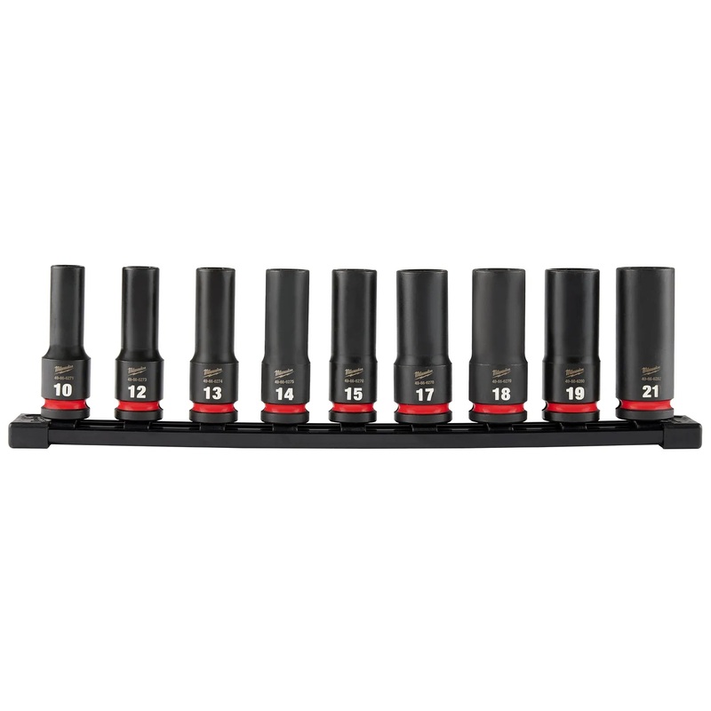 MILWAUKEE 9 PC. SHOCKWAVE IMPACT DUTY 1/2" Drive Metric Deep 6 Point Socket Set
