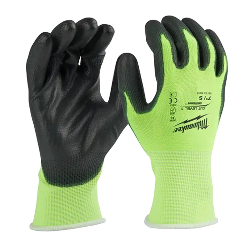 MILWAUKEE High Visibility Cut Level 1 Polyurethane Dipped Gloves