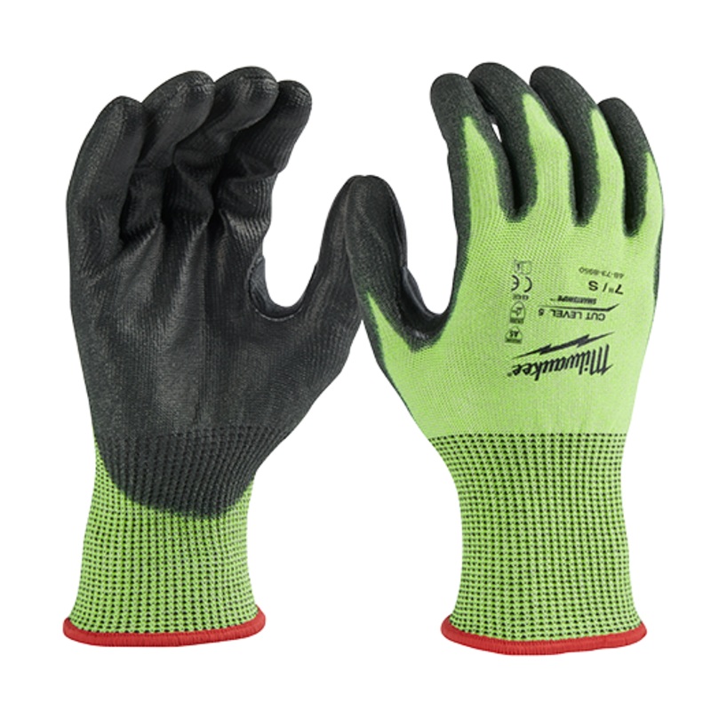MILWAUKEE High Visibility Cut Level 5 Polyurethane Dipped Gloves