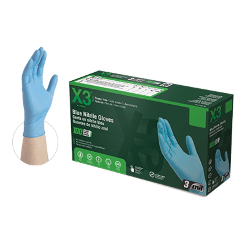 X3 Blue Nitrile Gloves
