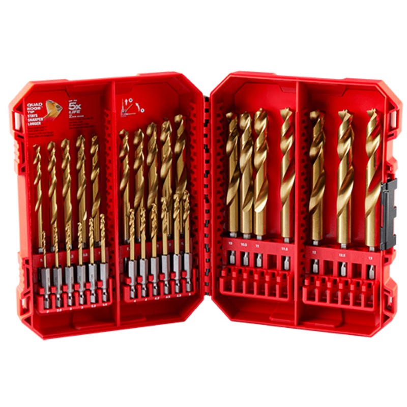 MILWAUKEE 29 PC. SHOCKWAVE IMPACT DUTY RED HELIX Titanium Metric Drill Bit Set