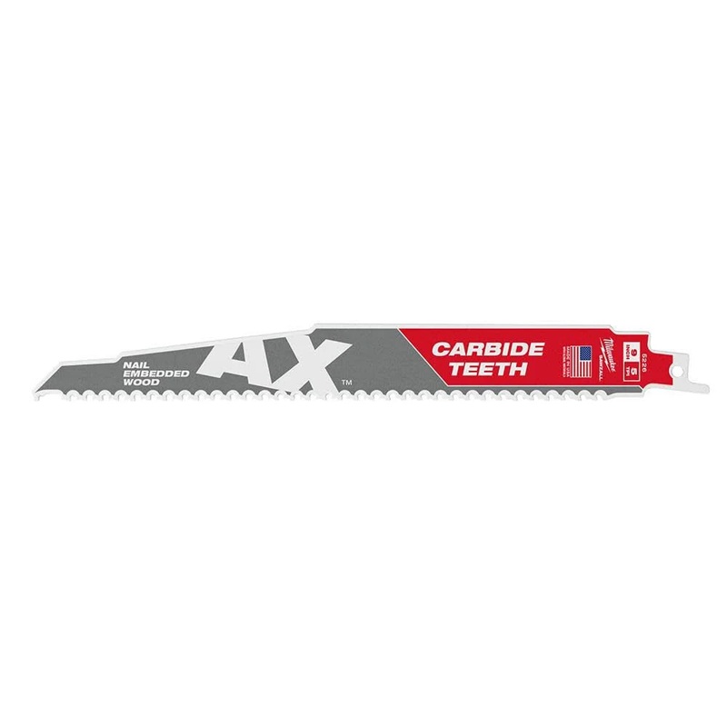 MILWAUKEE 9" 5 TPI AX Nail Embedded Wood SAWZALL Blade w/ Carbide Teeth