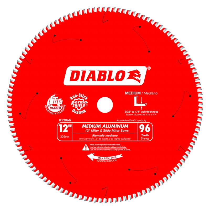 DIABLO 12" X 96 Tooth Medium Aluminum Saw Blade