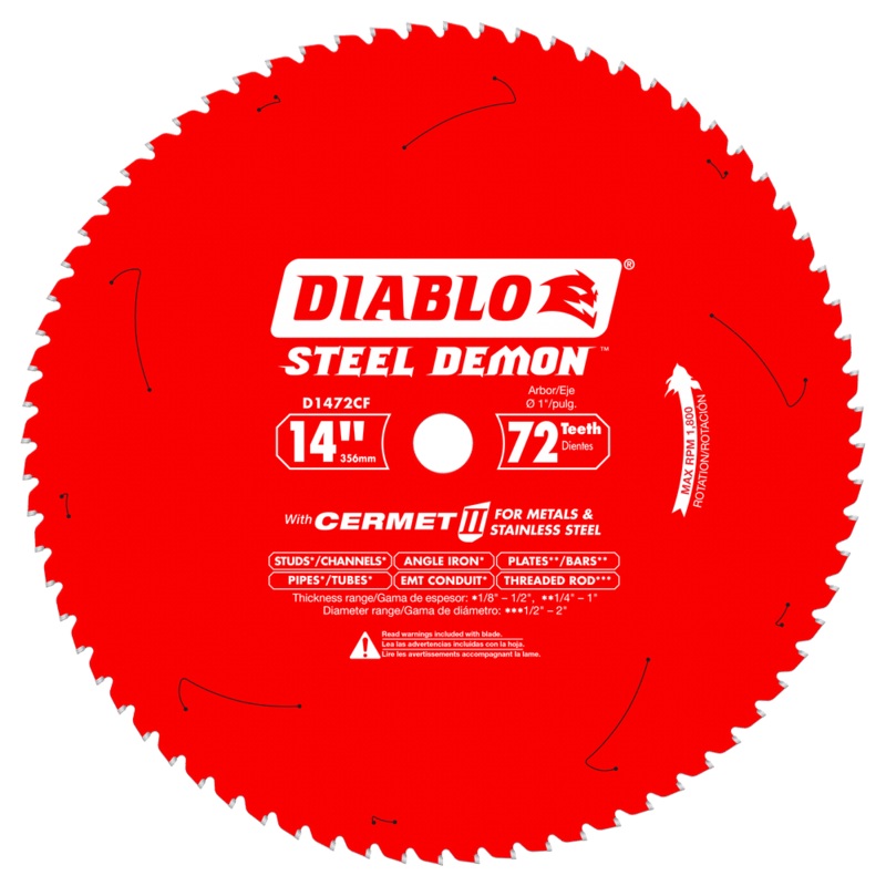 DIABLO 14" X 72 Tooth Steel Demon Cermet II Saw Blade For Metals & Stainless Steel