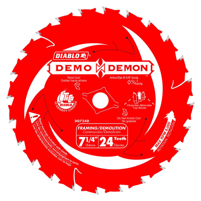 DIABLO 7-1/4" 24-Tooth Demo Demon Framing/Demolition Saw Blade
