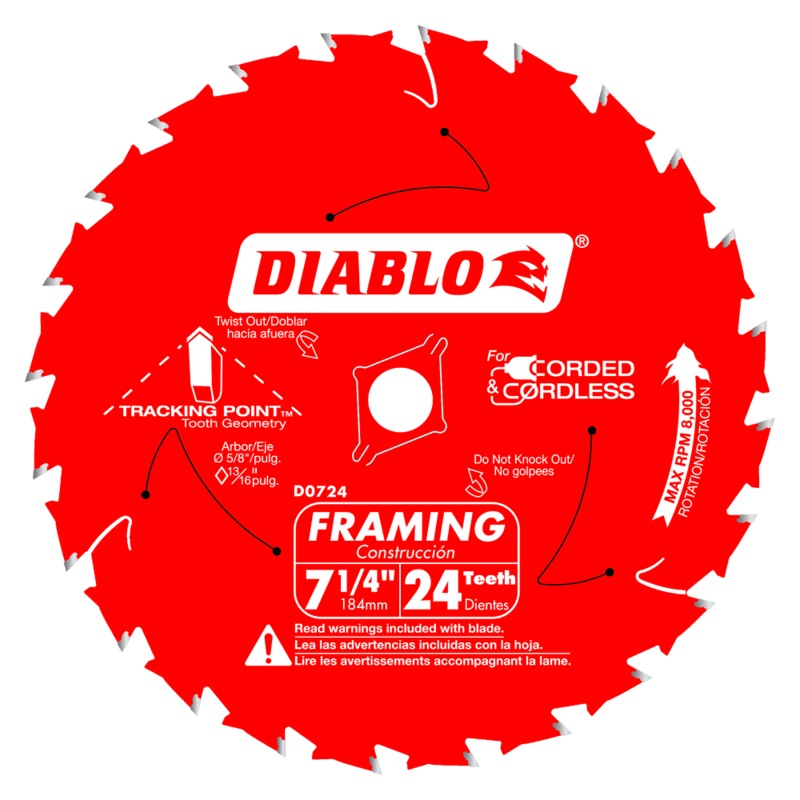 DIABLO 7-1/4" X 24 Tooth Framing Saw Blade