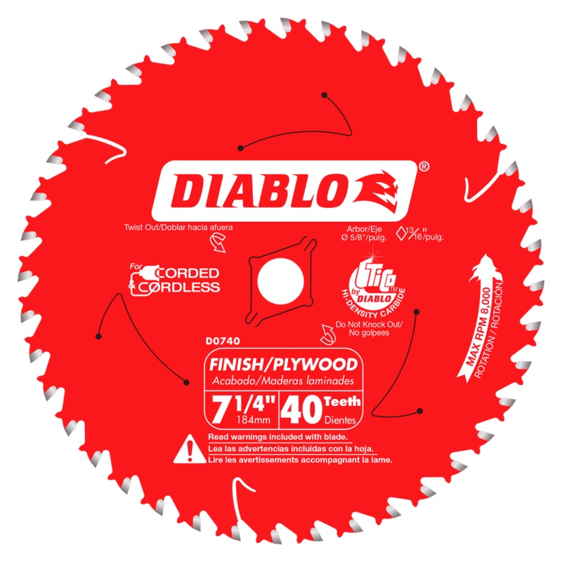 DIABLO 7-1/4" X 40 Tooth Finish Saw Blade