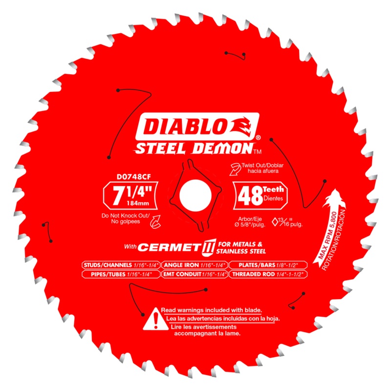DIABLO 7-1/4" X 48 Tooth Steel Demon Cermet II Saw Blade For Metals & Stainless Steel