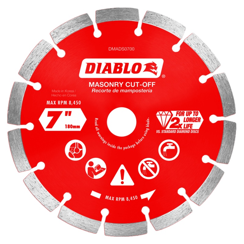 DIABLO 7" Diamond Segmented Cut-Off Discs For Masonry