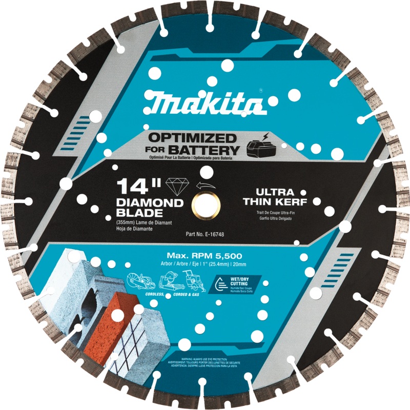 MAKITA 14" Thin Kerf Diamond Blade, Segmented, General Purpose