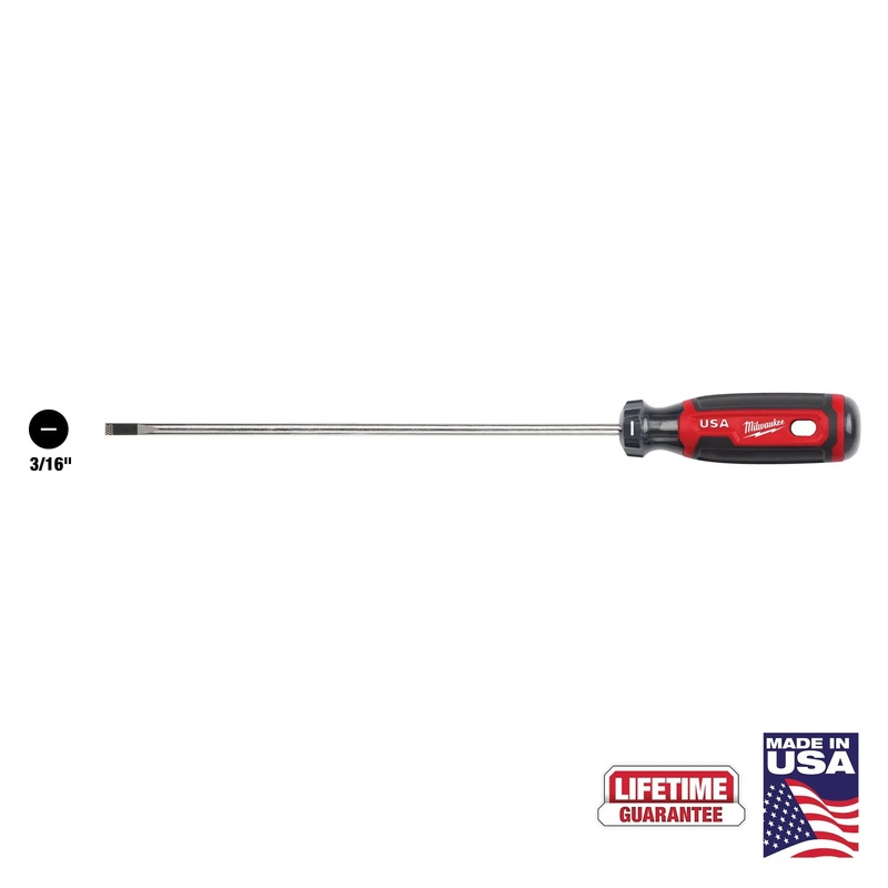 MILWAUKEE 3/16" Cabinet 8" Cushion Grip Screwdriver