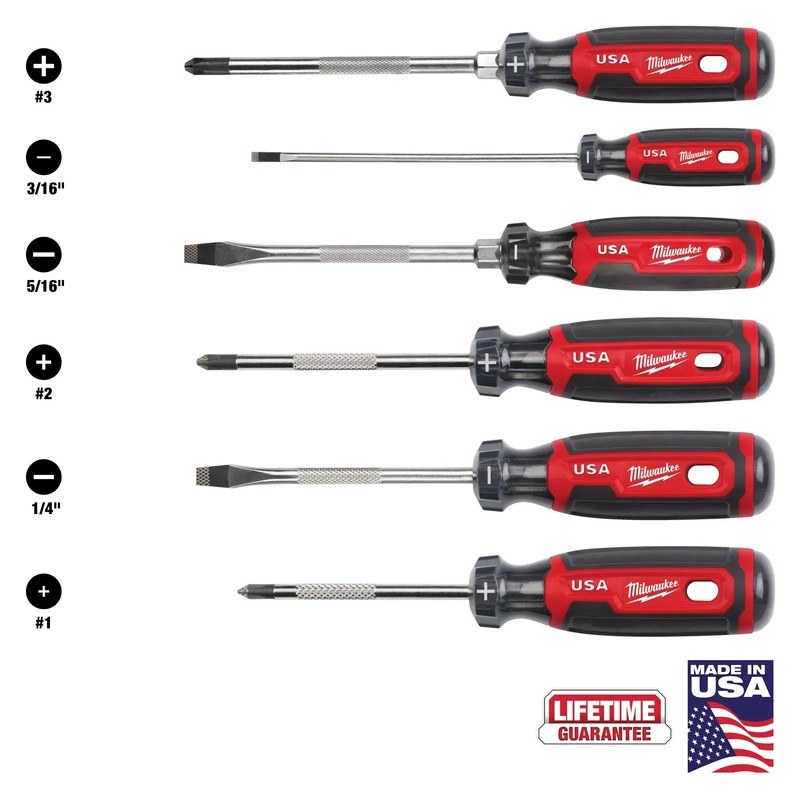 MILWAUKEE 6 PC. Cushion Grip Screwdriver Set