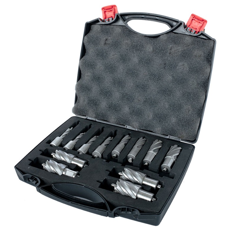 EVOLUTION 12 PC. 1" Depth Annular HSS Mag Drill Cutter Set 7/16" To 1-1/8" w/ 3/4" Weldon Shank