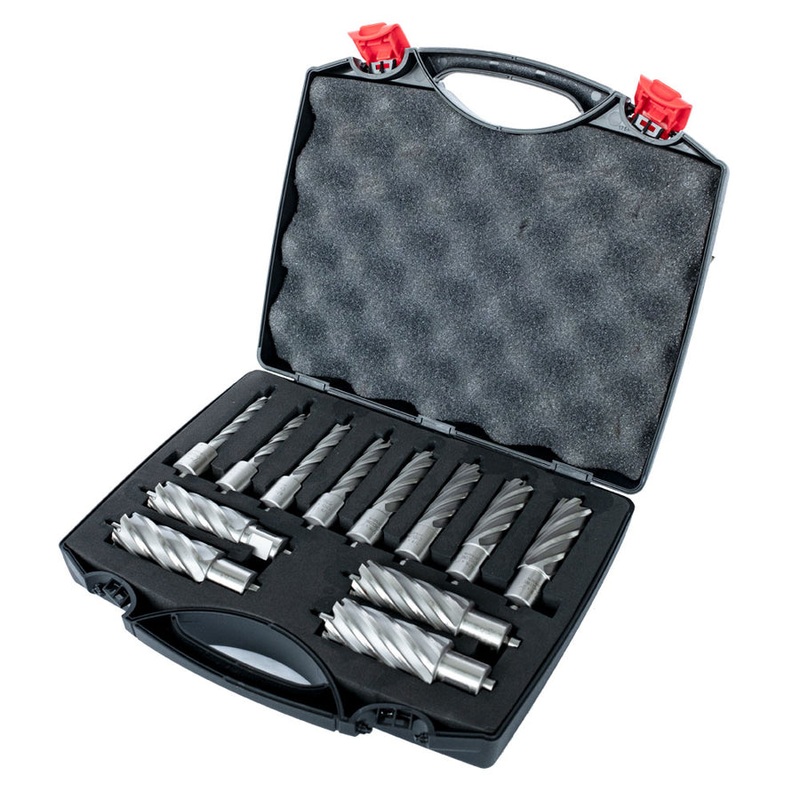 EVOLUTION 12 PC. 2" Depth Annular HSS Mag Drill Cutter Set 7/16" To 1-1/8" w/ 3/4" Weldon Shank