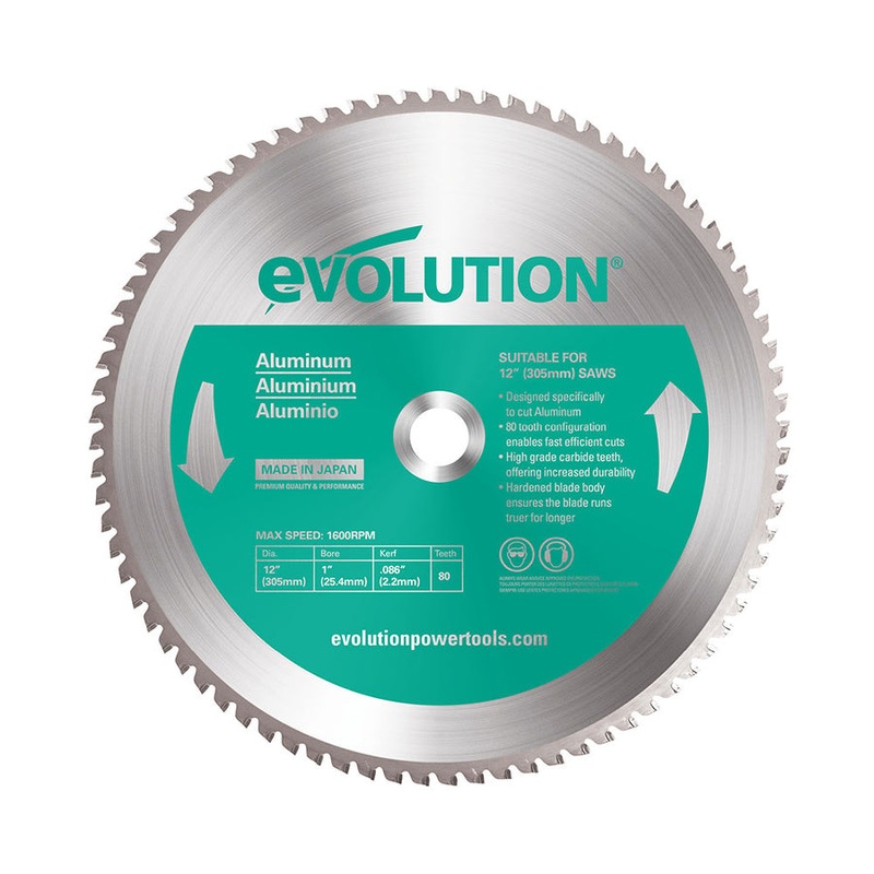 EVOLUTION 12" 80T, 1" Arbor, Tungsten Carbide Tipped Aluminum & Non-Ferrous Metal Cutting Blade