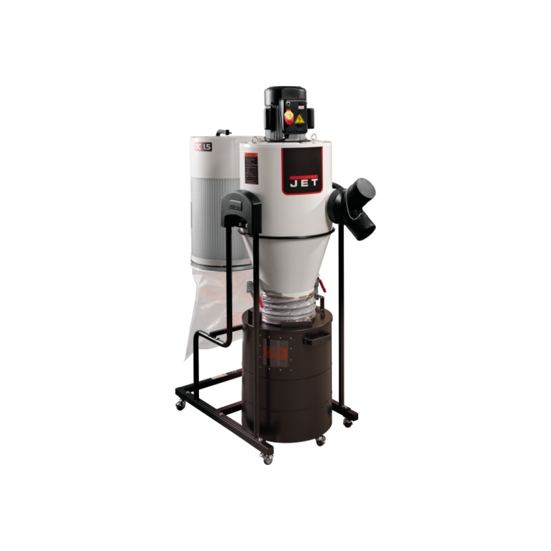 JET JCDC-1.5 Cyclone Dust Collector, 2-Micron Filter, 763 CFM, 1-1/2 HP, 1Ph 115V