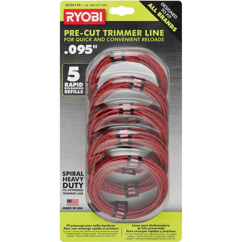 RYOBI 0.095 in. x 16 ft. Pre-Cut Spiral Line (5-Pack)