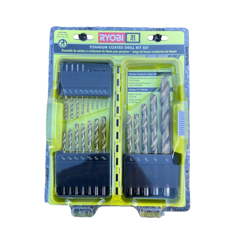 Titanium Coated Drill Bit Set (21-Piece)