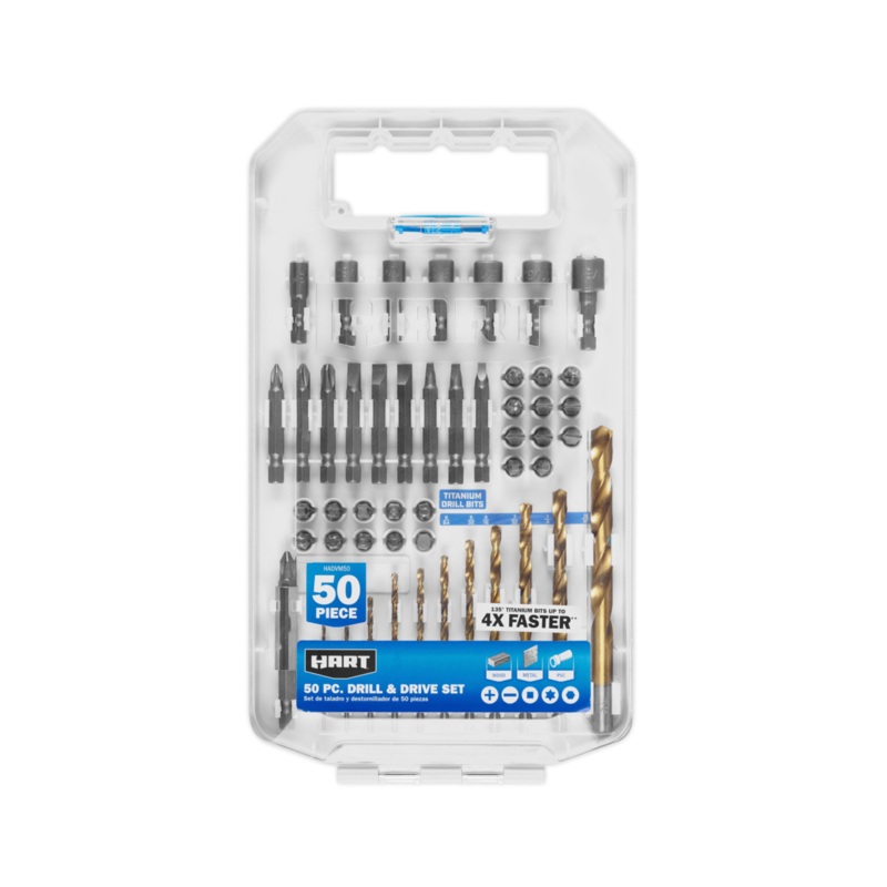 HART 50-Piece Drill and Drive Set with Protective Storage Case
