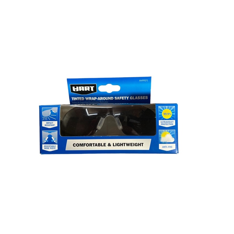 HART Tinted Wrap-Around Safety Glasses, Anti-fog, UV Protection