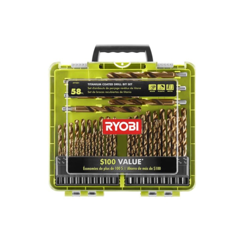 RYOBI Titanium Coated Drill Bit Set (58-Piece)