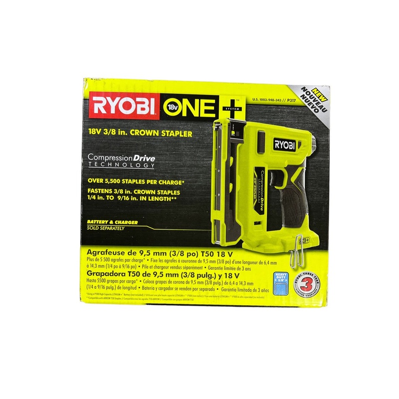 18-Volt ONE+ Cordless Compression Drive 3/8 in. Crown Stapler (Tool Only)