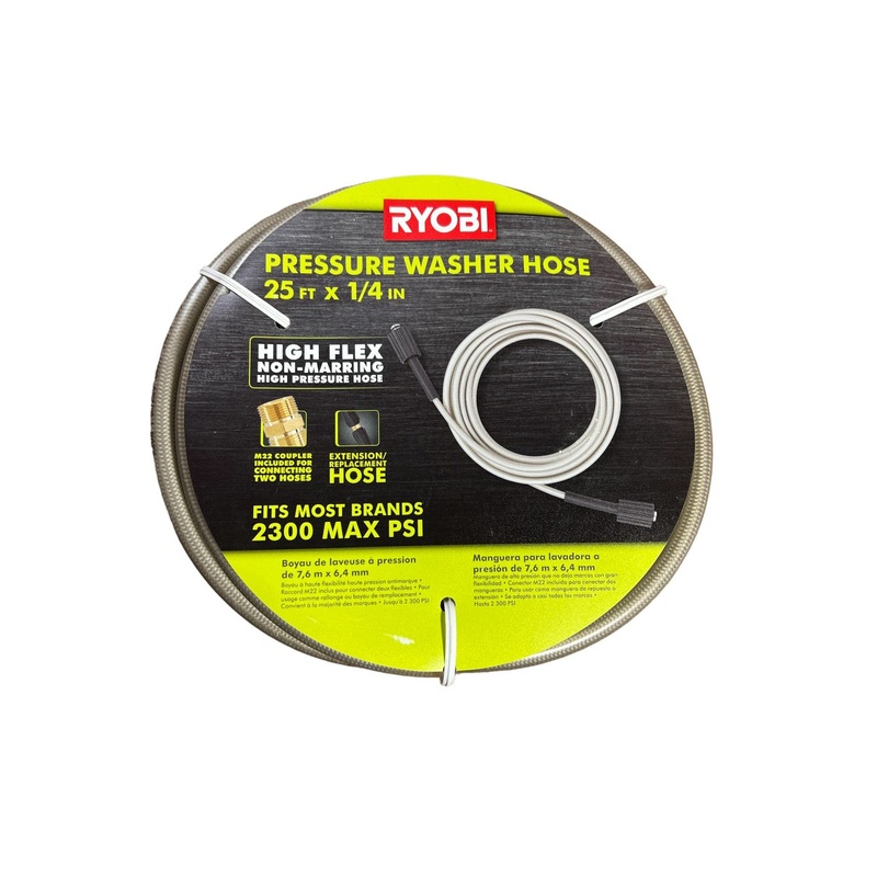 RYOBI 1/4 in. x 25 ft. 2,300 PSI Pressure Washer Replacement/Extension Hose