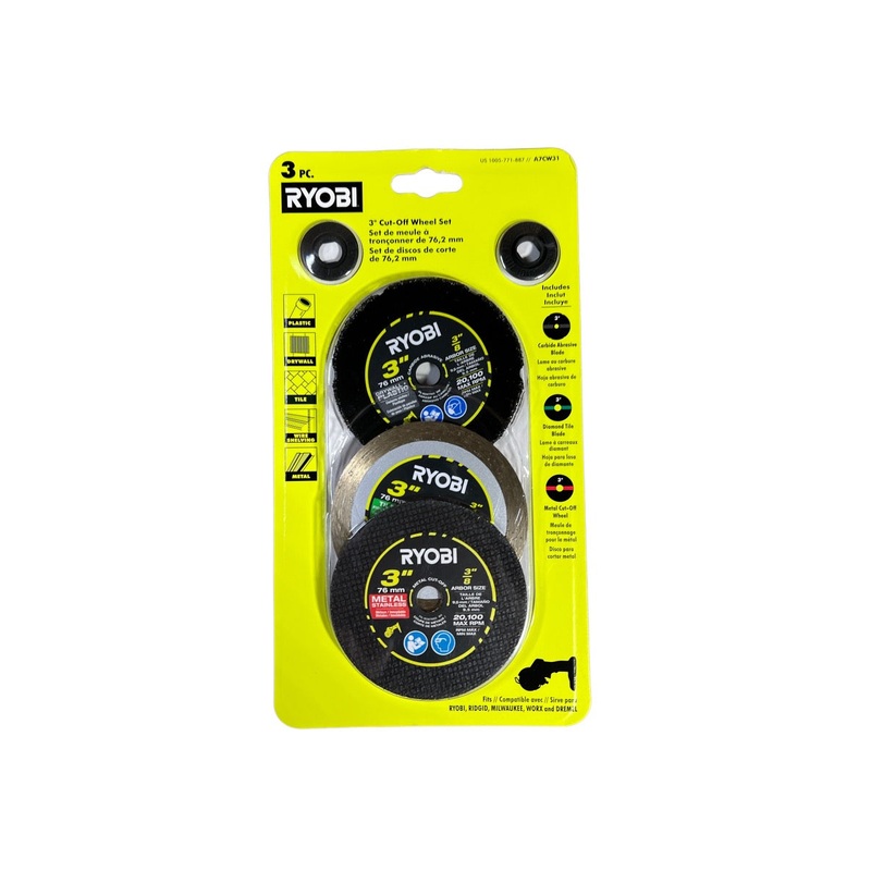 RYOBI 3 in. Multi-Material Cut-Off Wheel Set (3-Pack)