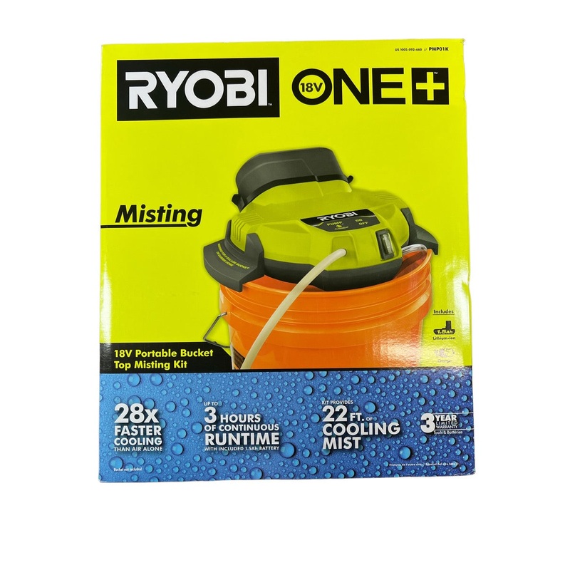 18-Volt ONE+ Portable Bucket Top Misting Kit with 1.5 Ah Battery and 18V Charger