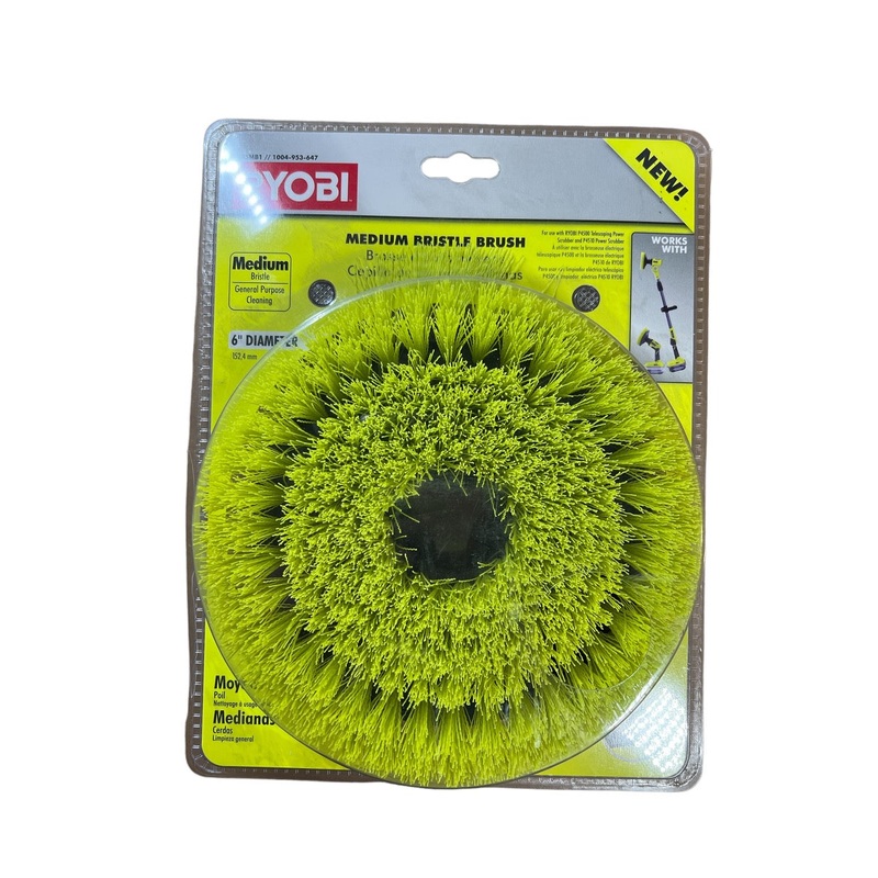 6 in. Medium Bristle Brush Accessory for RYOBI P4500 and P4510 Scrubber Tools