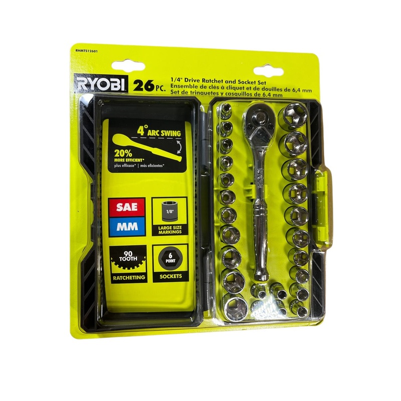 RYOBI 26-Piece 1/4 in. Drive Ratchet and Socket Set